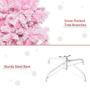 5 FT Snow Flocked Artificial Christmas Tree, Pencil Xmas Tree with Realistic Branches – view 6