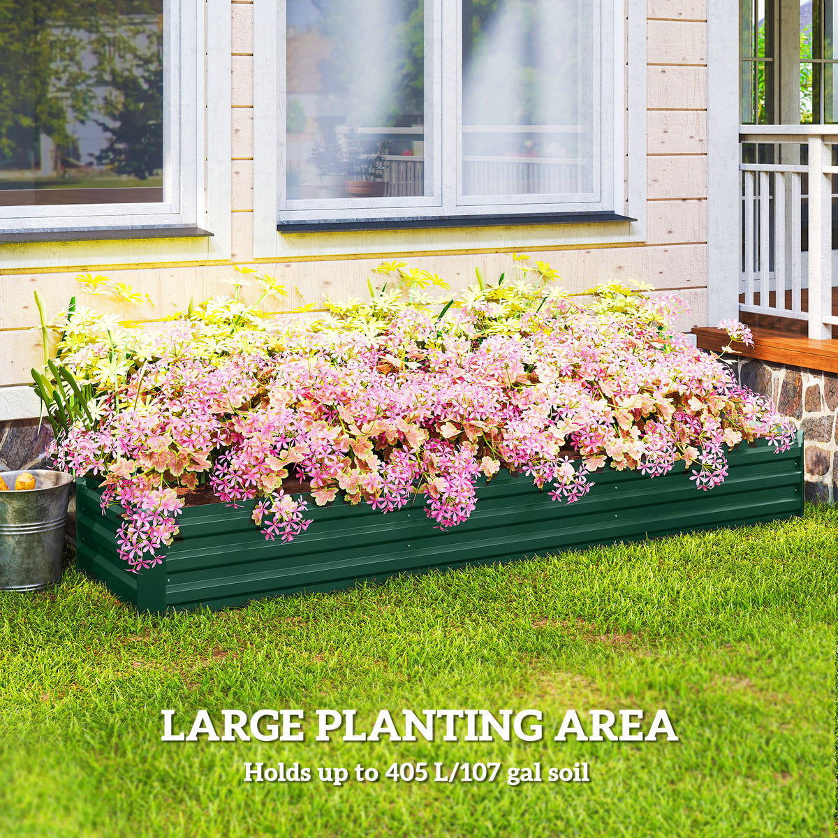 8'x2'x1' Galvanized Raised Bed, Large Elevated Planter Box for Growing Flowers, Herbs and Vegetables – view 17