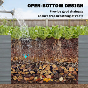 8' x 4' x 2' Raised Garden Bed, Galvanized Planter Box for Growing Flowers, Herbs and Vegetables, Light Grey