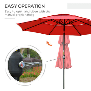 9FT 3 Tiers Patio Umbrella Outdoor Market Umbrella with Crank, Push Button Tilt for Deck – view 18