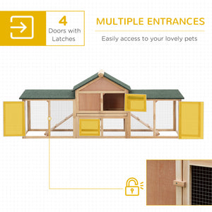 Large Rabbit Hutch Wood Bunny Cage Outdoor Guinea Pig House with Double Runs Slide Out Tray Ramps – view 3