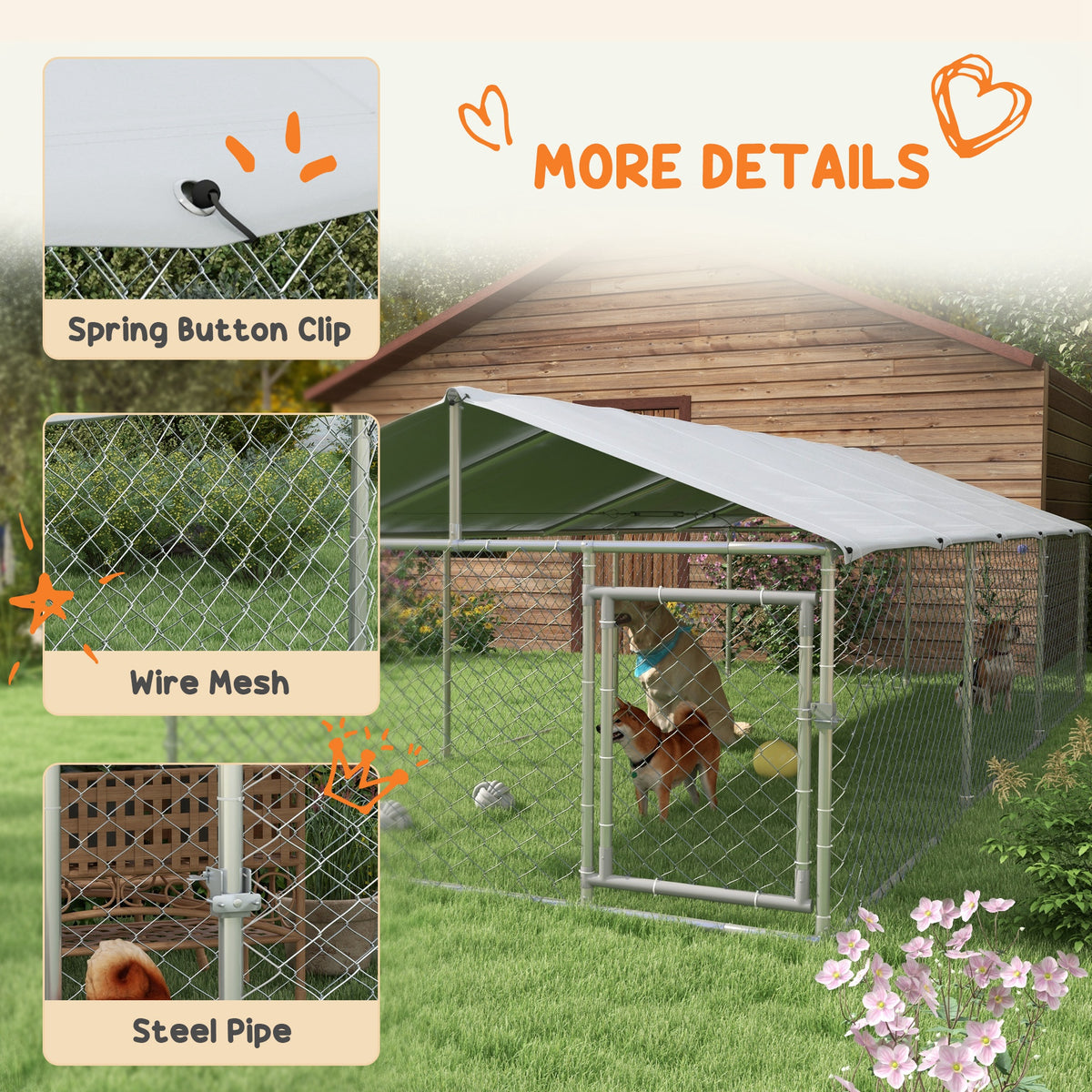 13.1' x 7.5' x 4.9' Outdoor Dog Kennel Dog Run with Waterproof – view 13