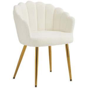 Accent Chair Petal-Back Design Modern Living Room Chair with Metal Legs Cream