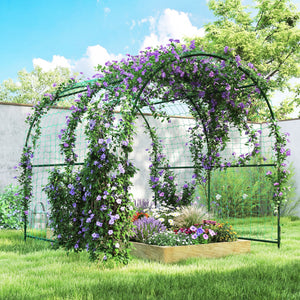 Garden Arch Trellis for Climbing Plants Outdoor, 7.1FT Tall Cucumber Trellis with Climbing Net for Backyard, Lawn