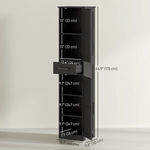 67" Tall Bathroom Cabinet, Narrow Bathroom Storage Cabinet with Drawer, Barn Doors and Adjustable Shelves – view 2