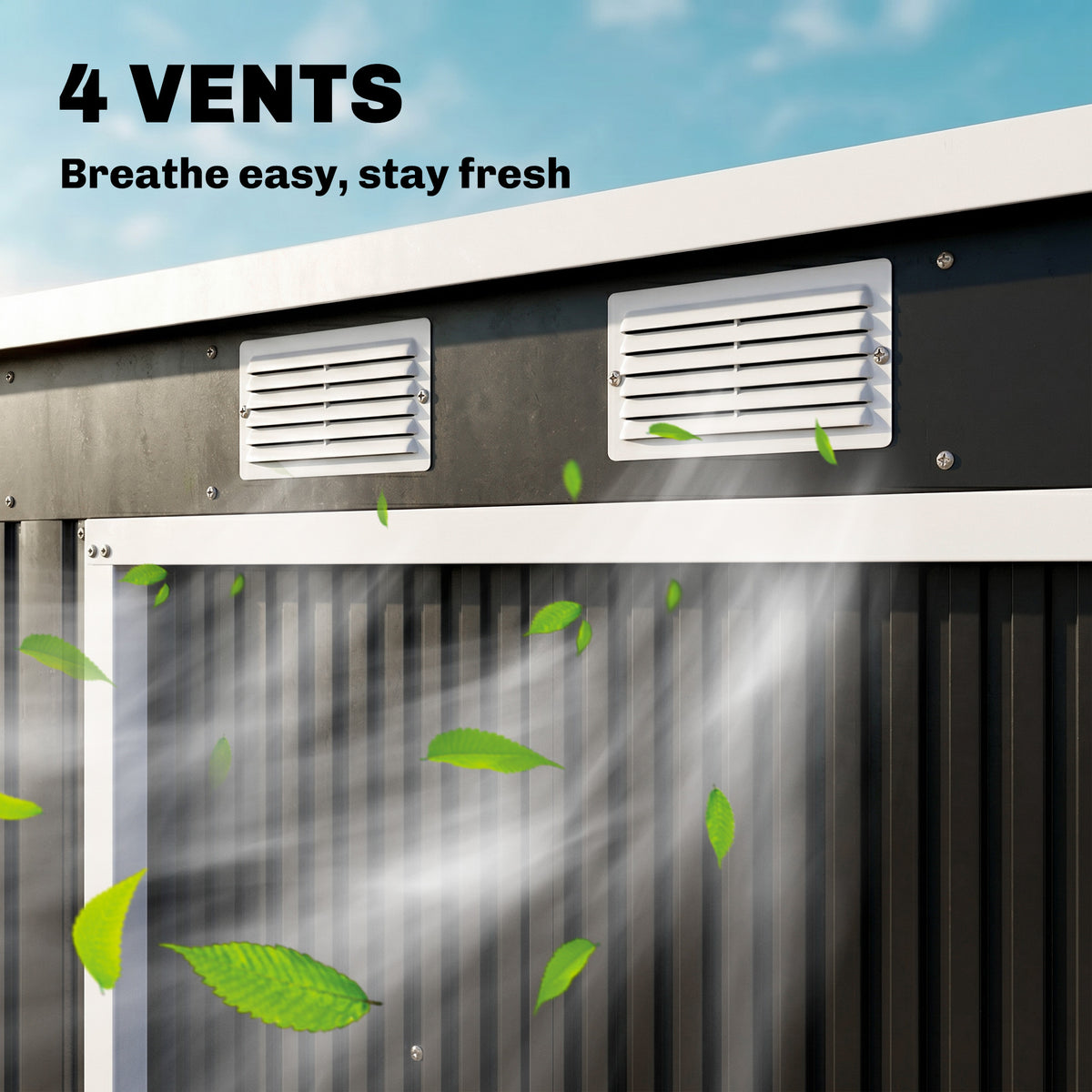 7' x 4' Galvanised Steel Garden Shed, with Foundation Kit - Green – view 13