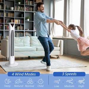 Freestanding Tower Fan Cooling for Home Bedroom with 3 Speed, 12h Timer, Oscillating, LED Sensor Panel – view 10