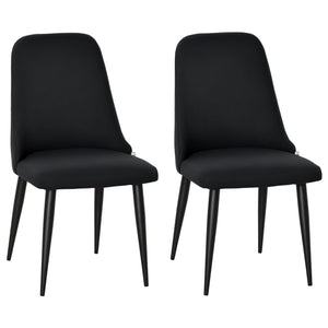 Modern Dining Chair Set of 2, Fabric Upholstered Side Chairs for Kitchen Living Room with Metal Legs, Black