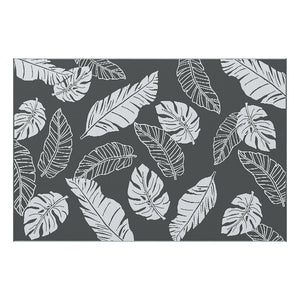 Reversible Outdoor RV Rug, Patio Floor Mat, 6' x 9' Plastic Rug for Backyard, Deck, Beach, Camping, Grey and White