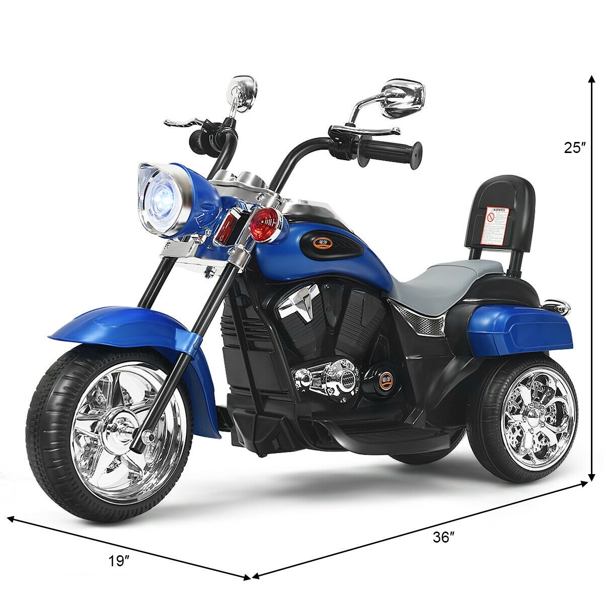 6V 3 Wheel Kids Motorcycle-Blue view 5