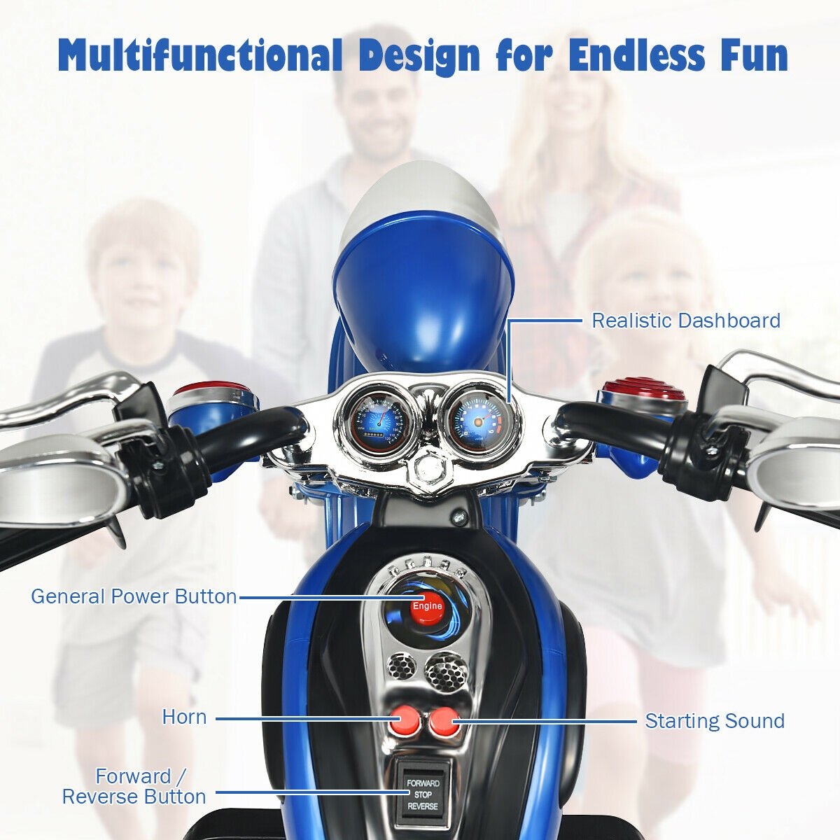 6V 3 Wheel Kids Motorcycle-Blue view 9