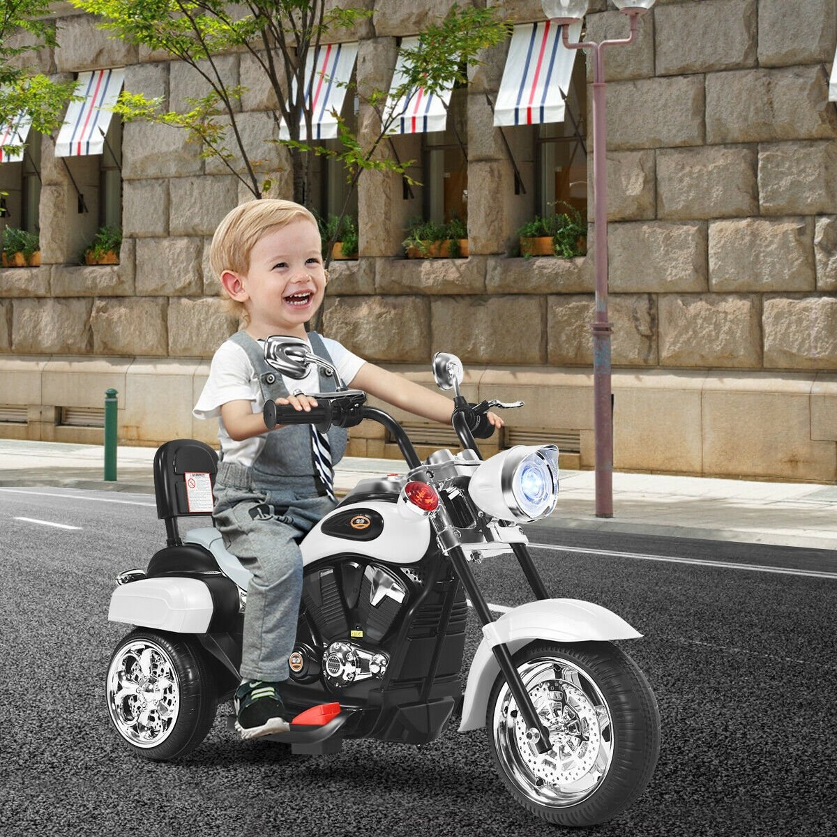 6V 3 Wheel Kids Motorcycle-White view 2