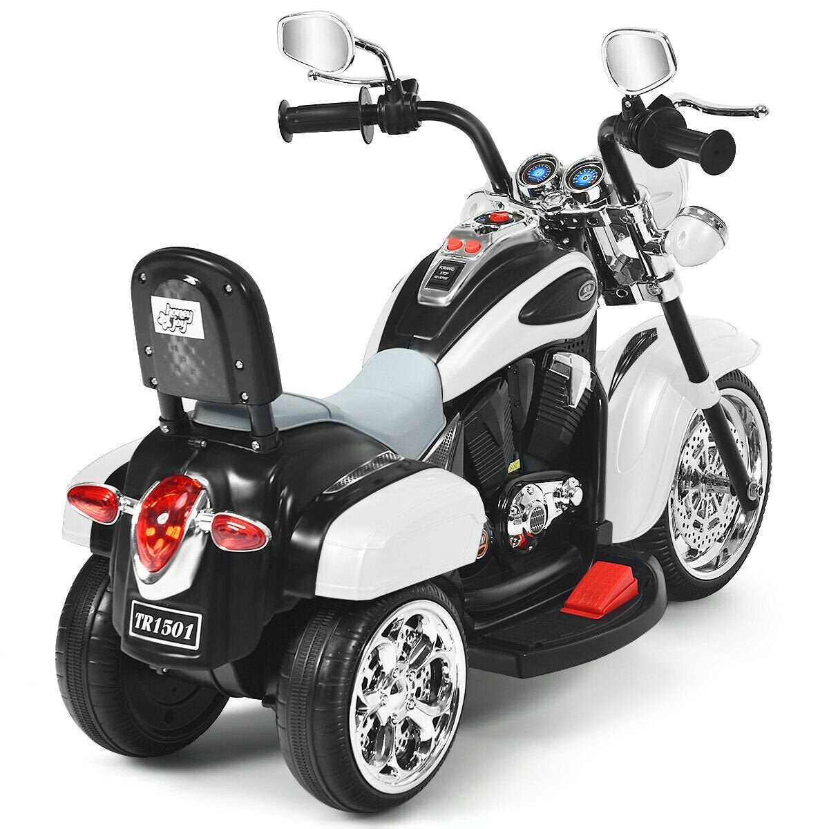 6V 3 Wheel Kids Motorcycle-White view 6