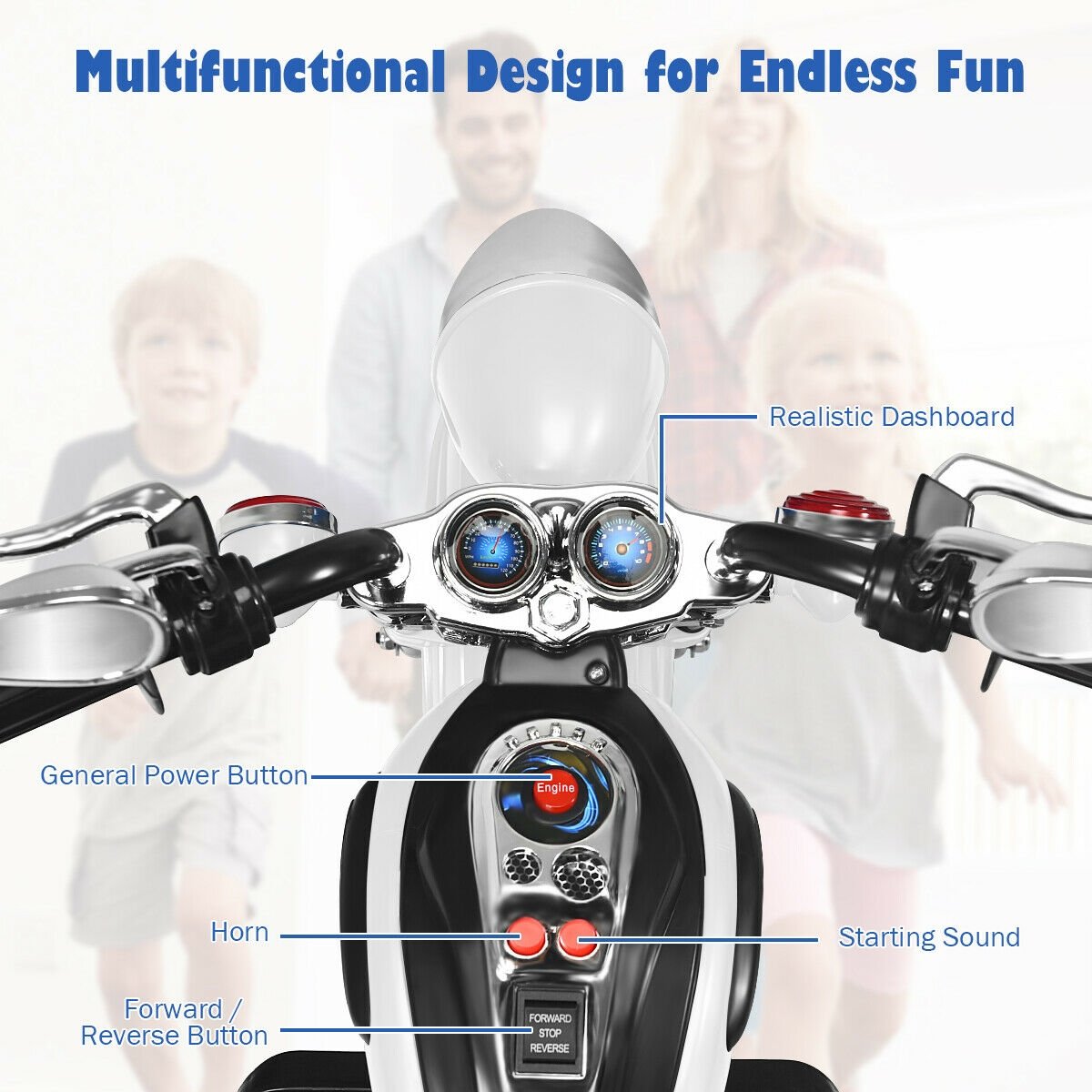 6V 3 Wheel Kids Motorcycle-White view 9