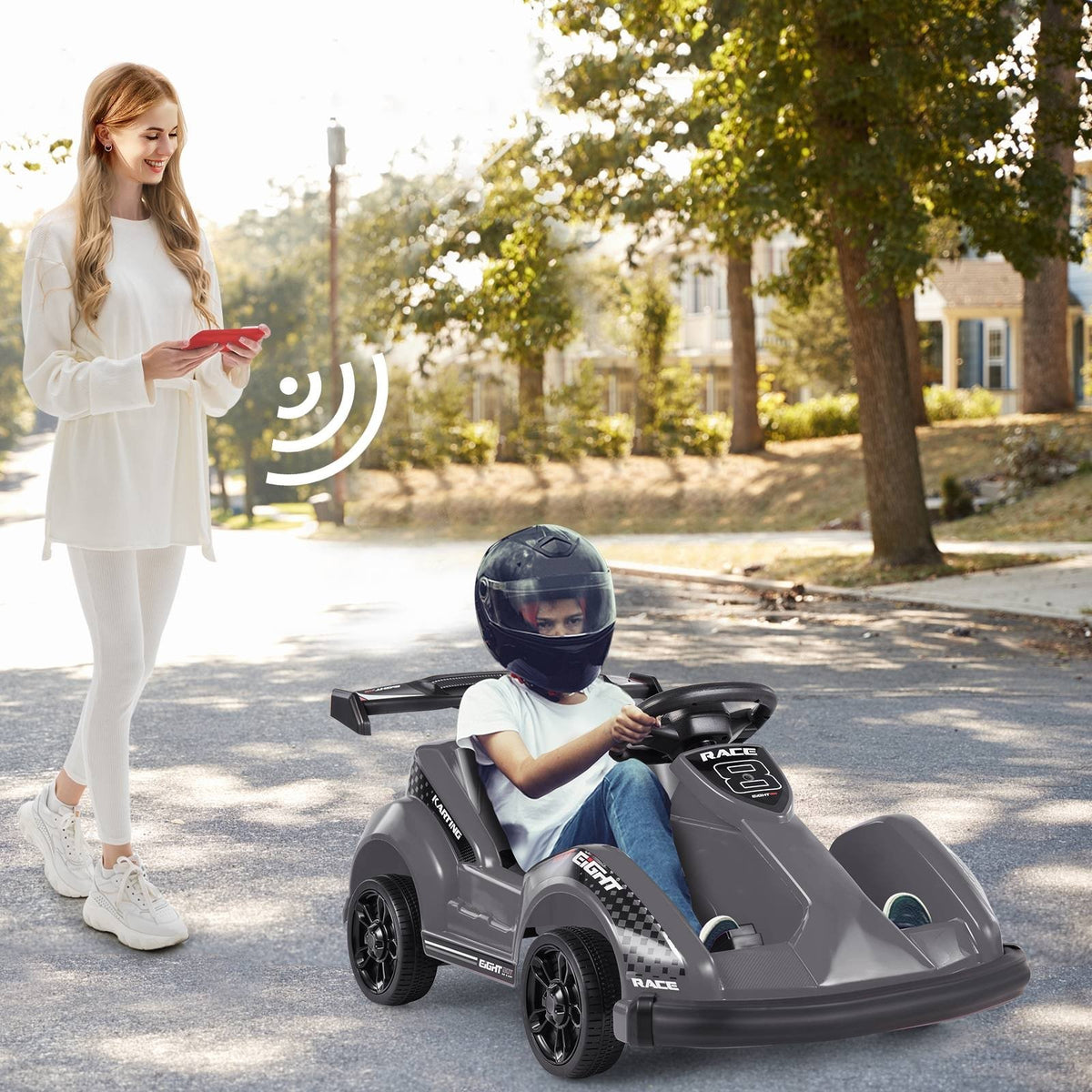 6V Kids Ride On Go Cart with Remote Control and Safety Belt-Black view 3
