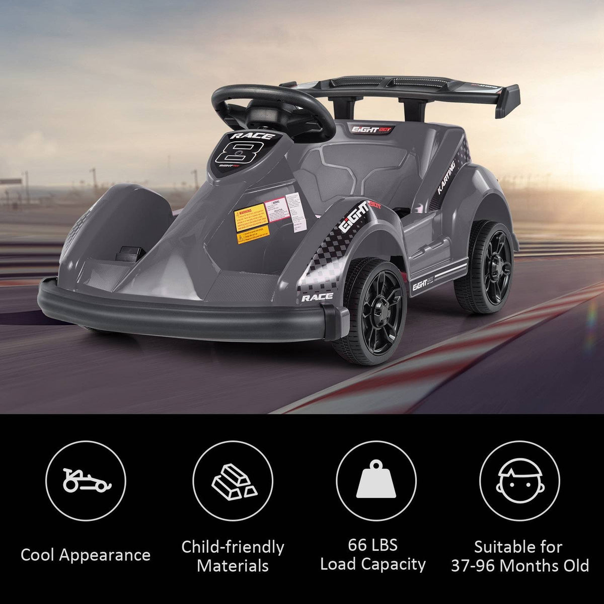 6V Kids Ride On Go Cart with Remote Control and Safety Belt-Black view 5