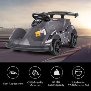 6V Kids Ride On Go Cart with Remote Control and Safety Belt-Black view 5