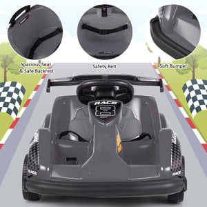 6V Kids Ride On Go Cart with Remote Control and Safety Belt-Black view 9