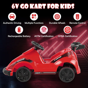 6V Kids Ride On Go Cart with Remote Control and Safety Belt-Red view 6