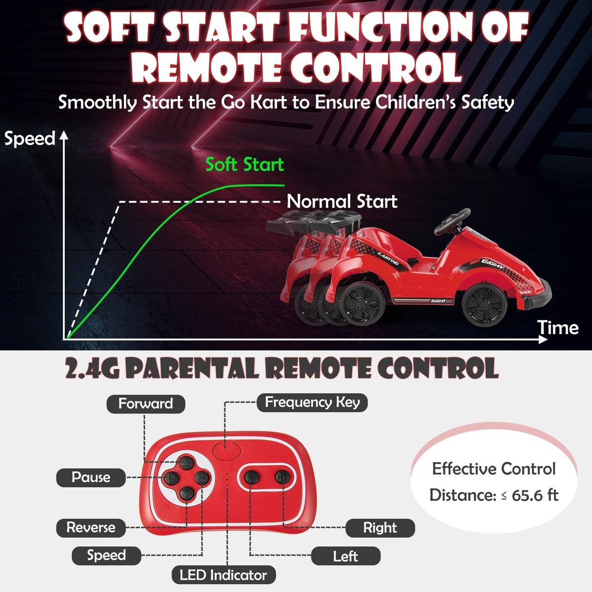 6V Kids Ride On Go Cart with Remote Control and Safety Belt-Red view 9