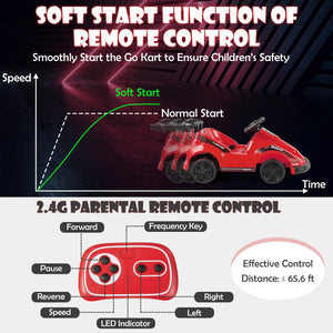 6V Kids Ride On Go Cart with Remote Control and Safety Belt-Red view 9