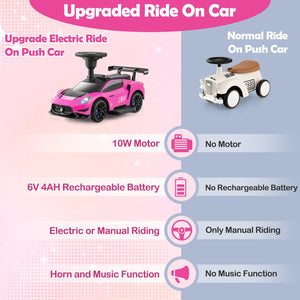6V Electric Kids Ride on Push Car Maserati Licensed with Foot Pedal and Music-Pink view 6
