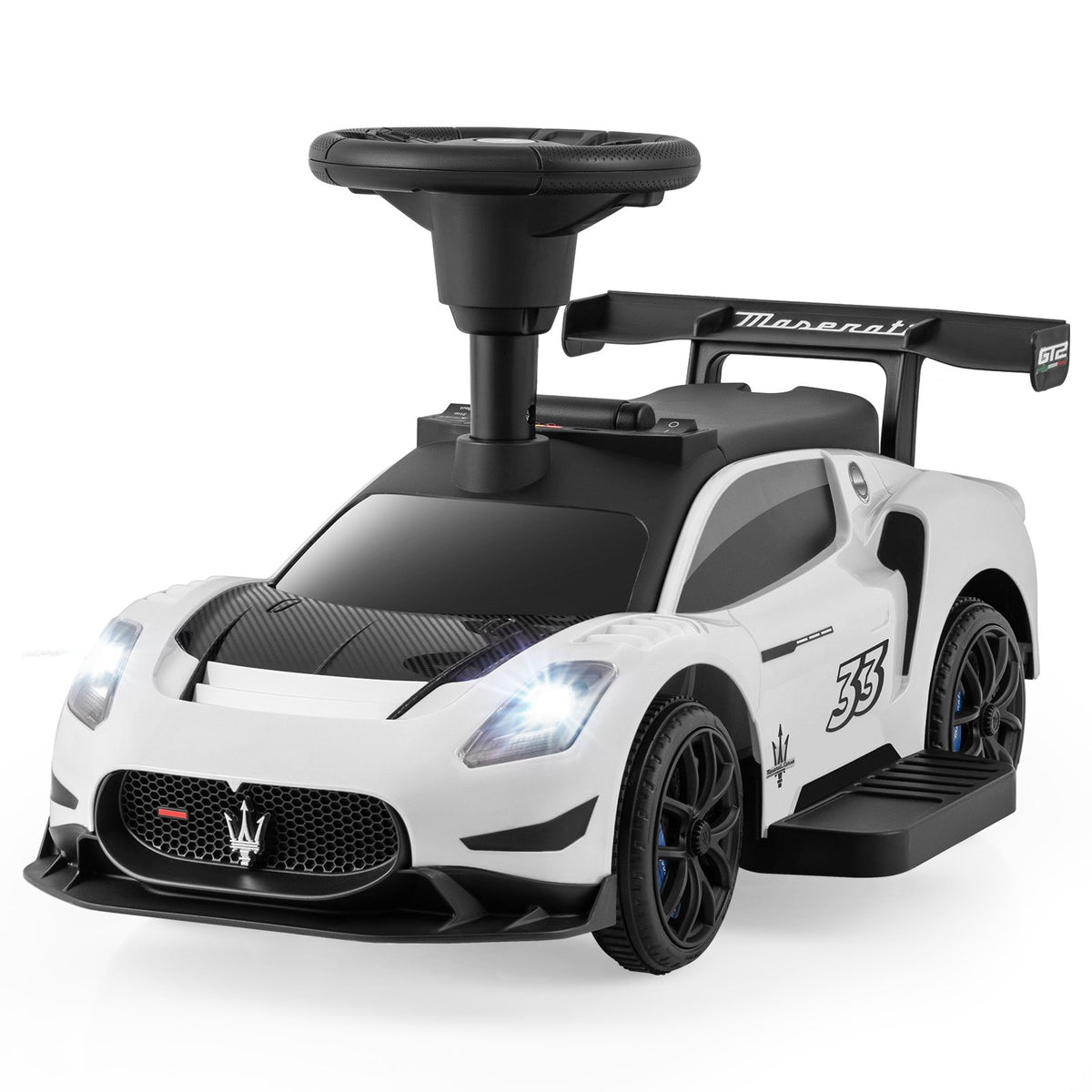 6V Electric Kids Ride on Push Car Maserati Licensed with Foot Pedal and Music-White view 4