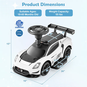 6V Electric Kids Ride on Push Car Maserati Licensed with Foot Pedal and Music-White view 5