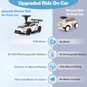 6V Electric Kids Ride on Push Car Maserati Licensed with Foot Pedal and Music-White view 6