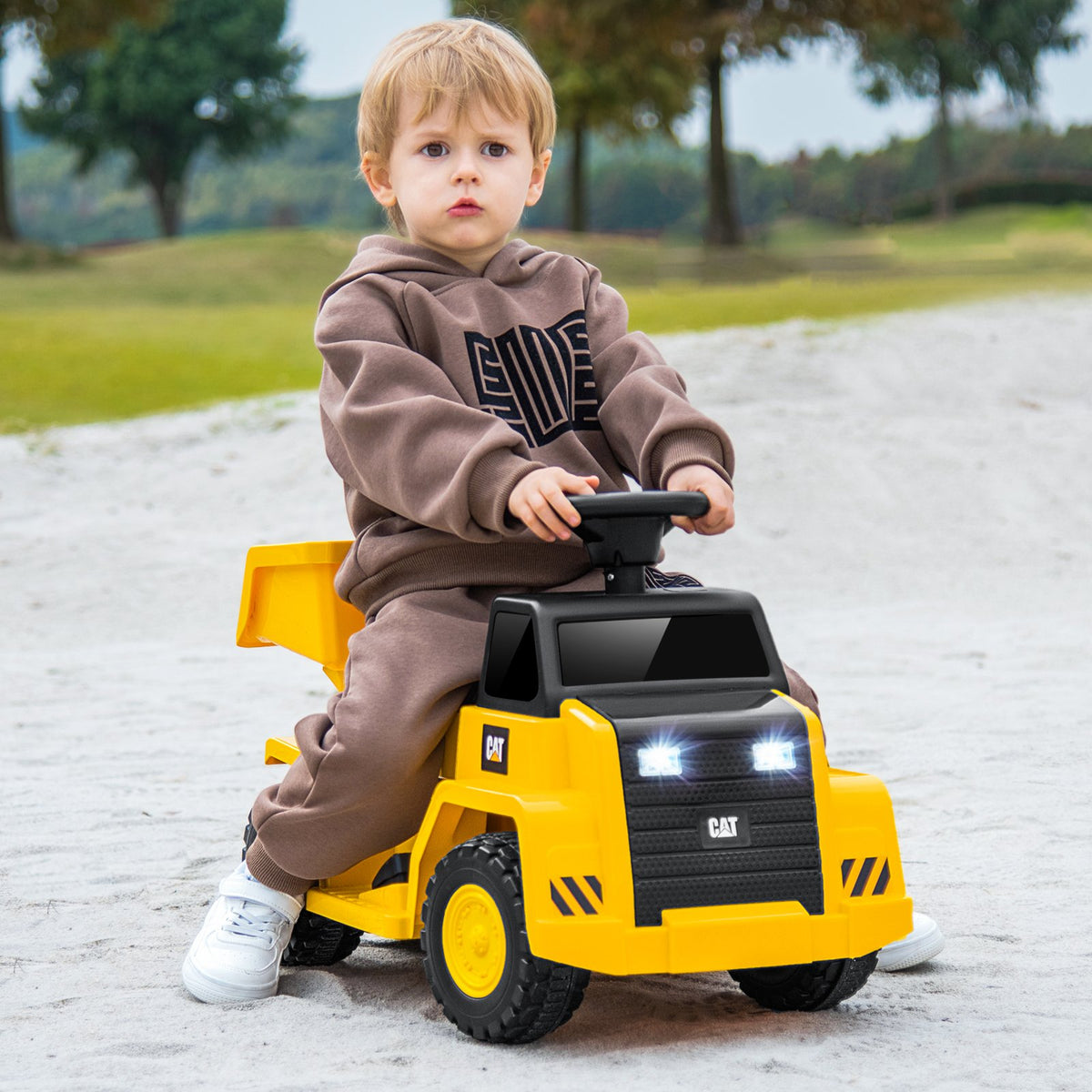 6V Electric Licensed Caterpillar Construction Vehicle with One-Button Start-Yellow view 3