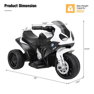 6V Kids 3 Wheels Riding BMW Licensed Electric Motorcycle-Black view 4