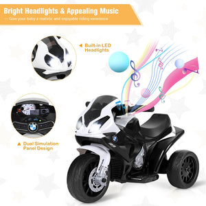 6V Kids 3 Wheels Riding BMW Licensed Electric Motorcycle-Black view 7