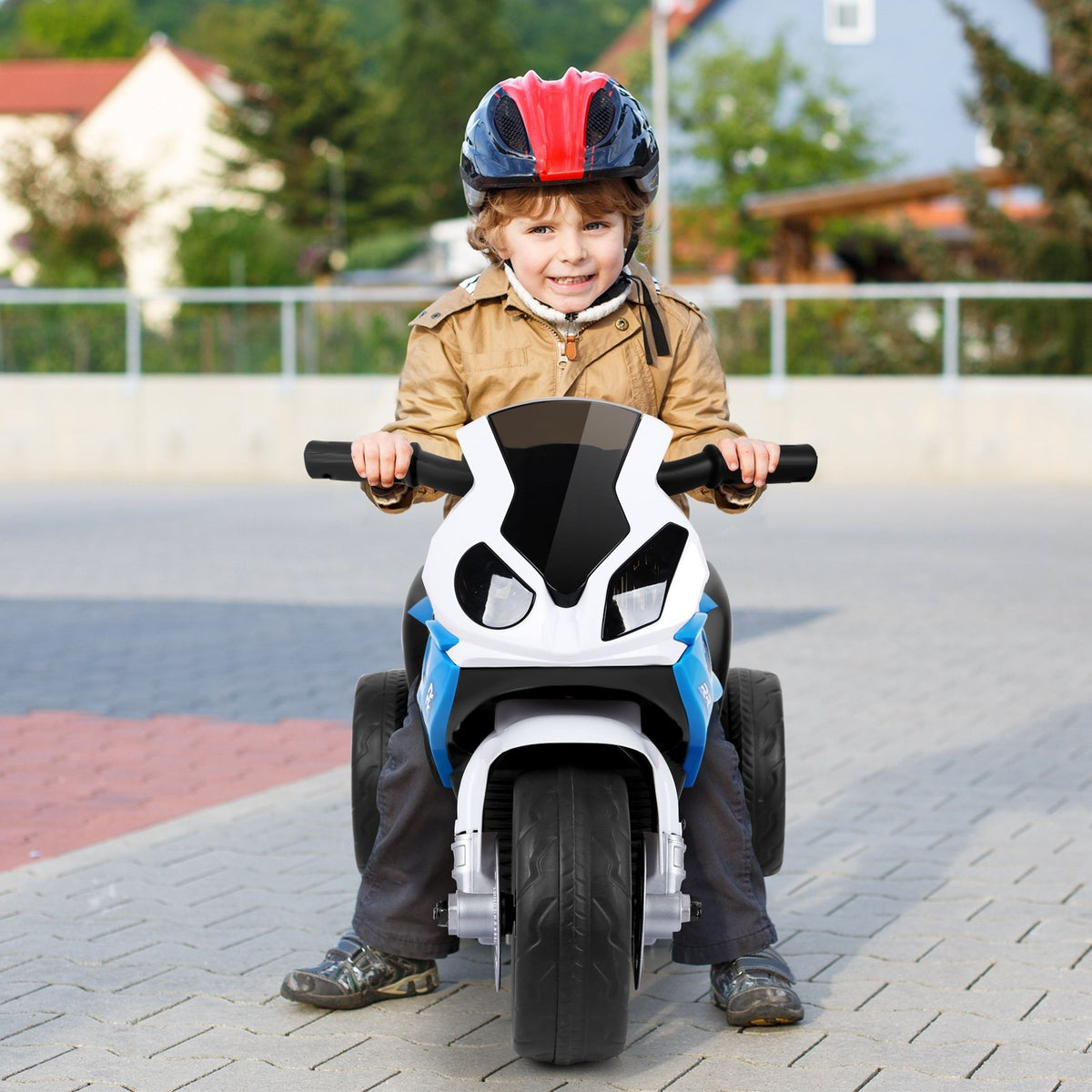 6V Kids 3 Wheels Riding BMW Licensed Electric Motorcycle-Blue view 3