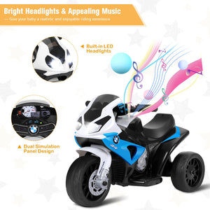 6V Kids 3 Wheels Riding BMW Licensed Electric Motorcycle-Blue view 7