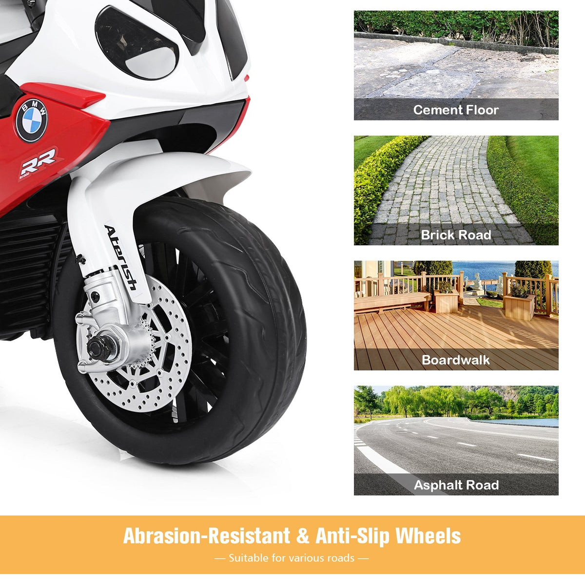 6V Kids 3 Wheels Riding BMW Licensed Electric Motorcycle-Red view 5
