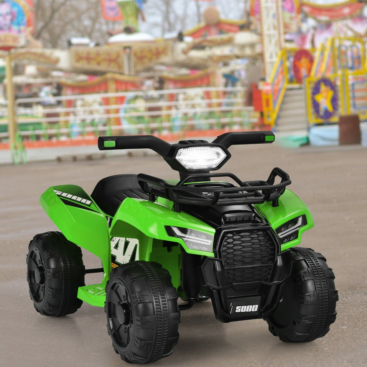 6V Kids ATV Quad Electric Ride On Car with LED Light and MP3-Green view 3