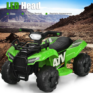 6V Kids ATV Quad Electric Ride On Car with LED Light and MP3-Green view 5