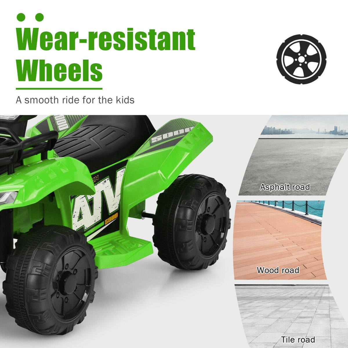 6V Kids ATV Quad Electric Ride On Car with LED Light and MP3-Green view 9