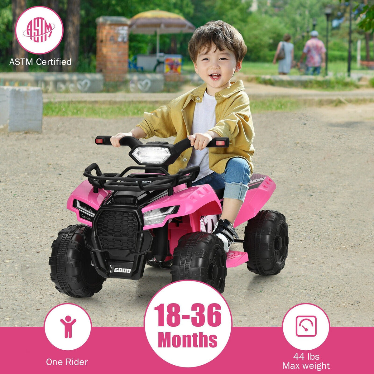 6V Kids ATV Quad Electric Ride On Car with LED Light and MP3-Pink view 7
