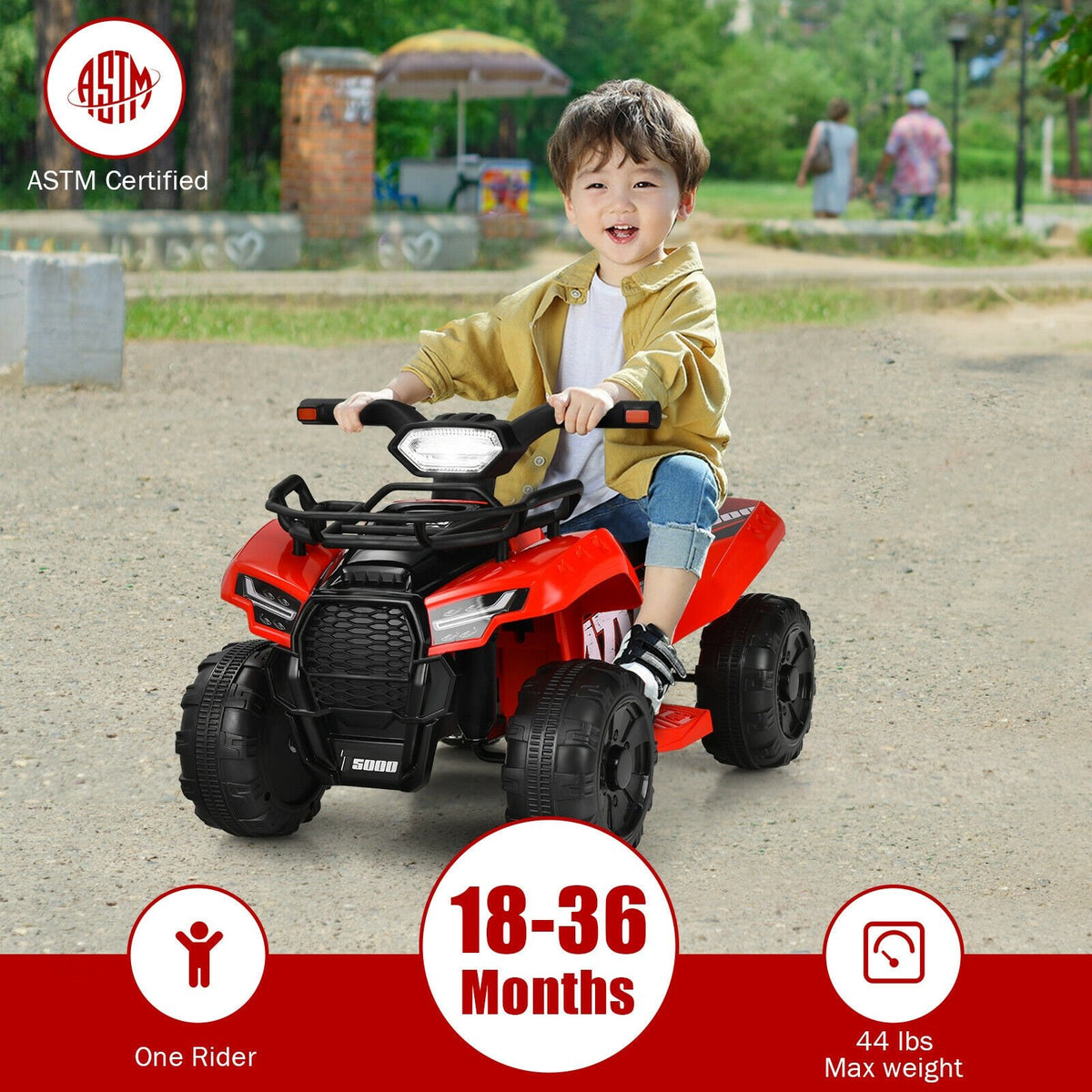 6V Kids ATV Quad Electric Ride On Car with LED Light and MP3-Red view 9