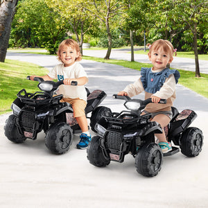 6V Kids ATV Quad Electric Ride On Car with LED Light and MP3-Solid Black view 2