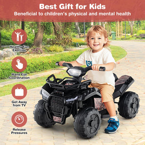 6V Kids ATV Quad Electric Ride On Car with LED Light and MP3-Solid Black view 6