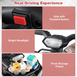 6V Kids ATV Quad Electric Ride On Car with LED Light and MP3-Solid Black view 8
