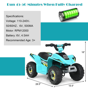 6V Kids Electric ATV 4 Wheels Ride-On Toy -Blue view 5