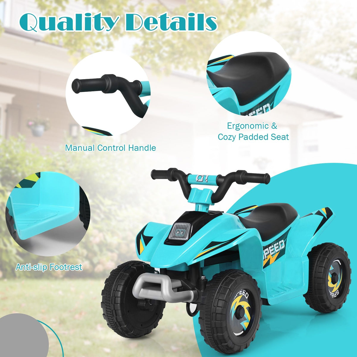 6V Kids Electric ATV 4 Wheels Ride-On Toy -Blue view 8
