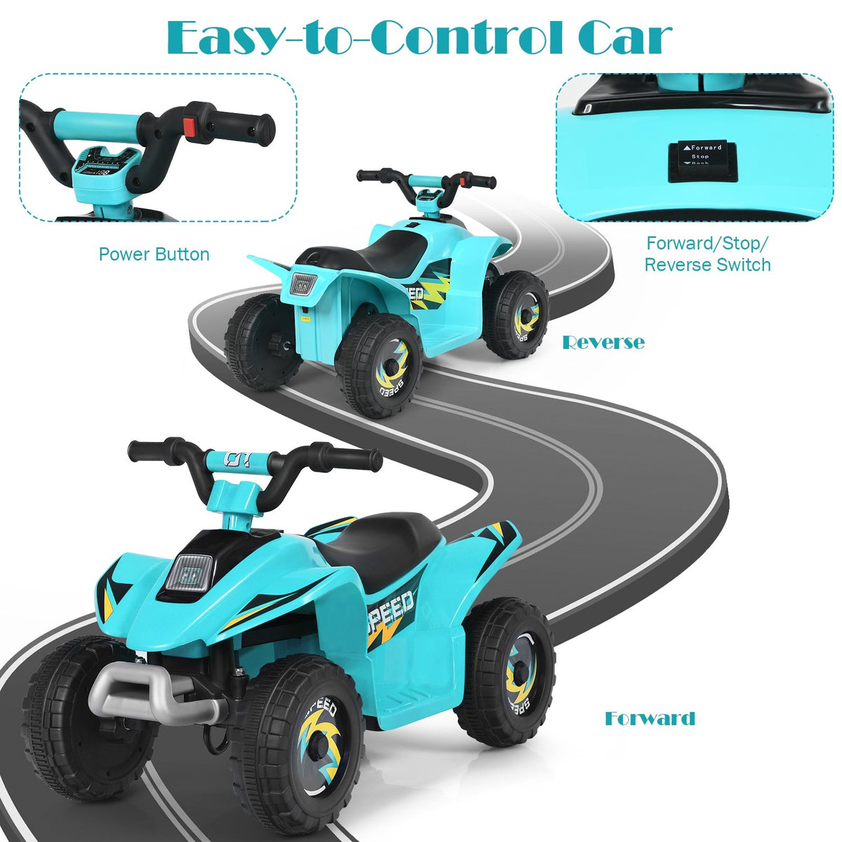 6V Kids Electric ATV 4 Wheels Ride-On Toy -Blue view 9