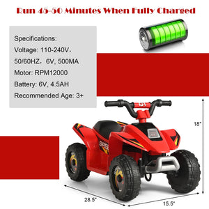 6V Kids Electric ATV 4 Wheels Ride-On Toy-Red view 5