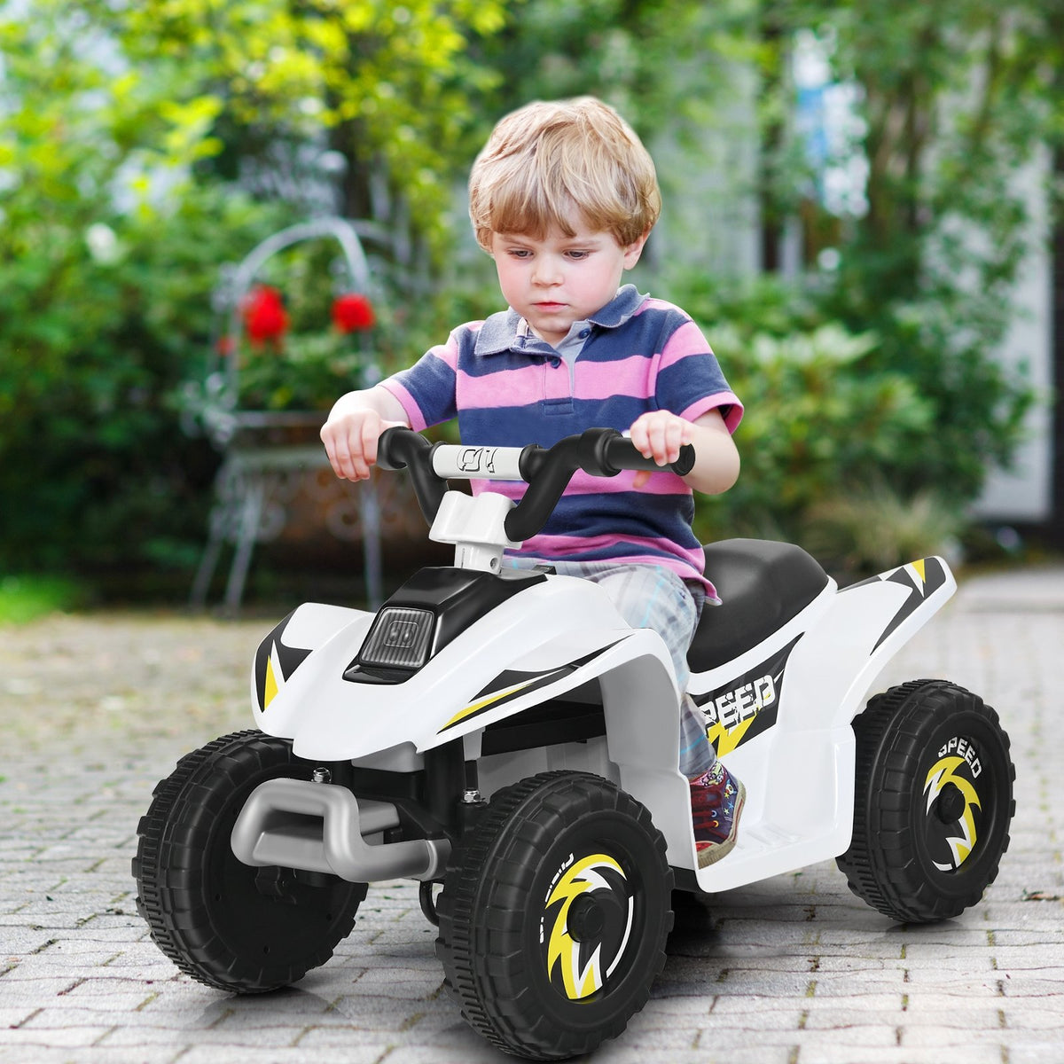 6V Kids Electric ATV 4 Wheels Ride-On Toy-White view 2