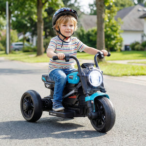 6V Kids Electric Motorcycle with LED Headlight and Music for Toddlers Aged 3-5-Blue view 2