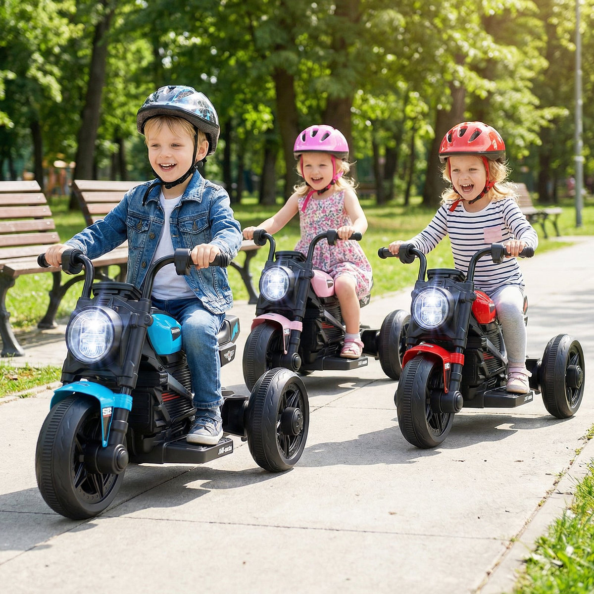 6V Kids Electric Motorcycle with LED Headlight and Music for Toddlers Aged 3-5-Blue view 3